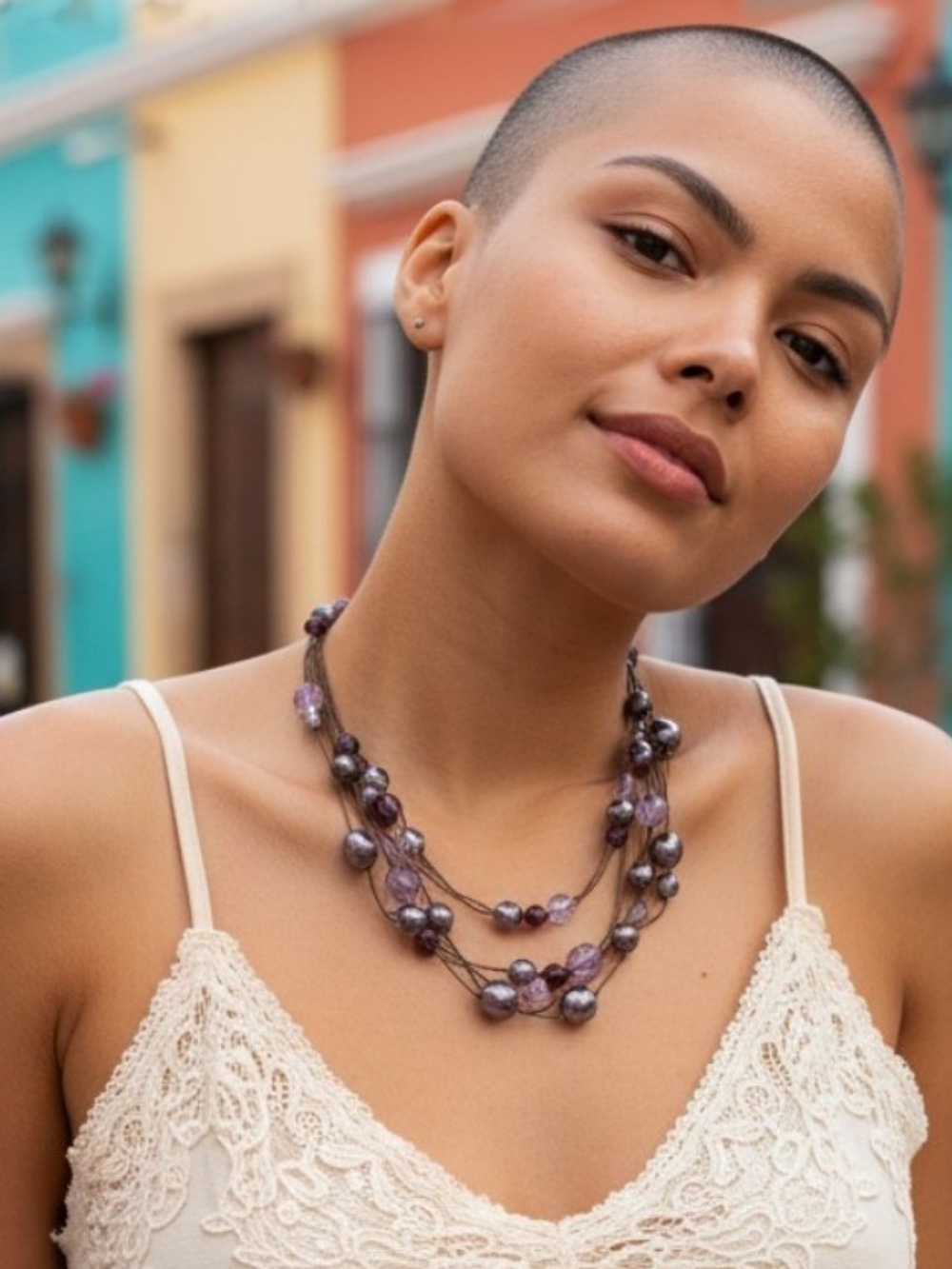 Layered Purple Bead Necklace